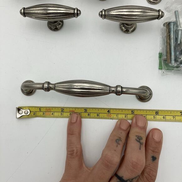 Stone Mill French Country 5 in. CC Weathered? Nickel Cabinet Pulls 8 & 14 Drawer - Picture 9 of 9